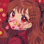 anime girl with a mask and red eyes